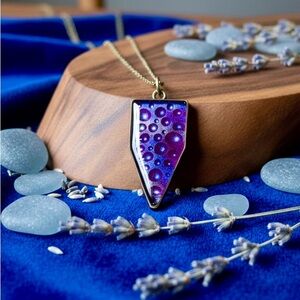 🌠 Midnight Nebula Shield Resin Pendant